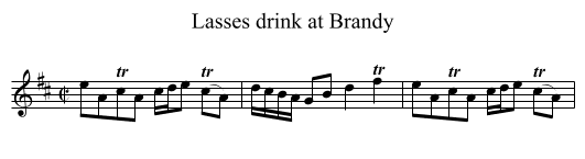 Lasses drink at Brandy - staff notation