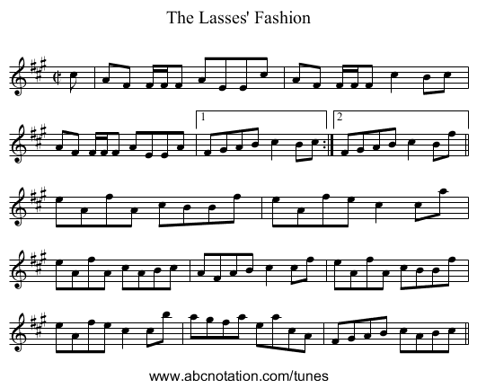 Lasses' Fashion, The - staff notation