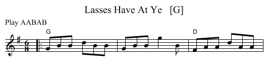 Lasses Have At Ye   [G] - staff notation