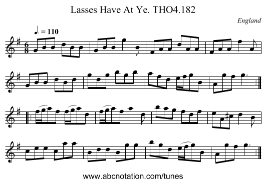 Lasses Have At Ye. THO4.182 - staff notation