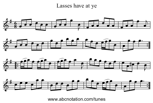 Lasses have at ye - staff notation