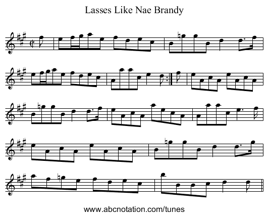 Lasses Like Nae Brandy - staff notation