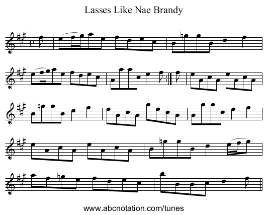 Lasses Like Nae Brandy - staff notation