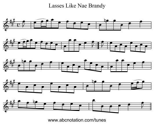Lasses Like Nae Brandy - staff notation