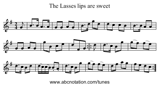 Lasses lips are sweet, The - staff notation