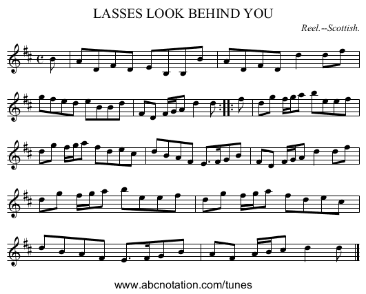 LASSES LOOK BEHIND YOU - staff notation