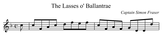 Lasses o' Ballantrae, The - staff notation