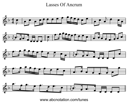 Lasses Of Ancrum - staff notation