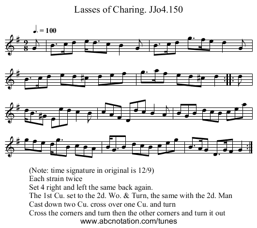 Lasses of Charing. JJo4.150 - staff notation
