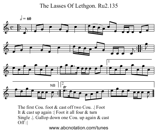 Lasses Of Lethgon. Ru2.135, The - staff notation