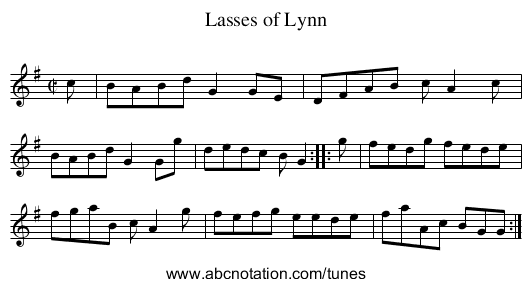 Lasses of Lynn - staff notation