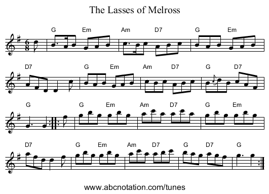 Lasses of Melross, The - staff notation
