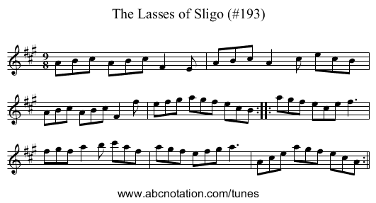 Lasses of Sligo (#193), The - staff notation