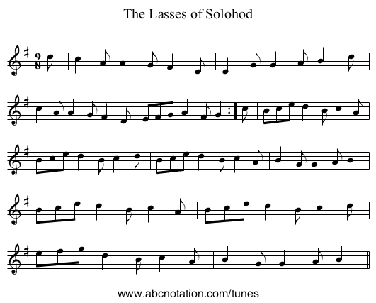 Lasses of Solohod, The - staff notation