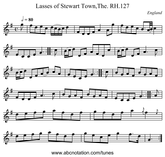 Lasses of Stewart Town,The. RH.127 - staff notation
