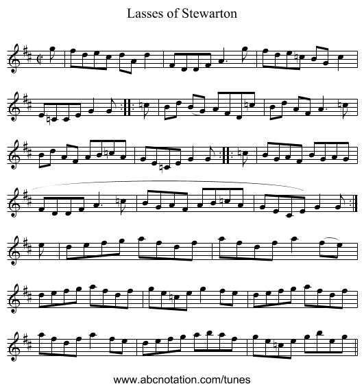 Lasses of Stewarton - staff notation