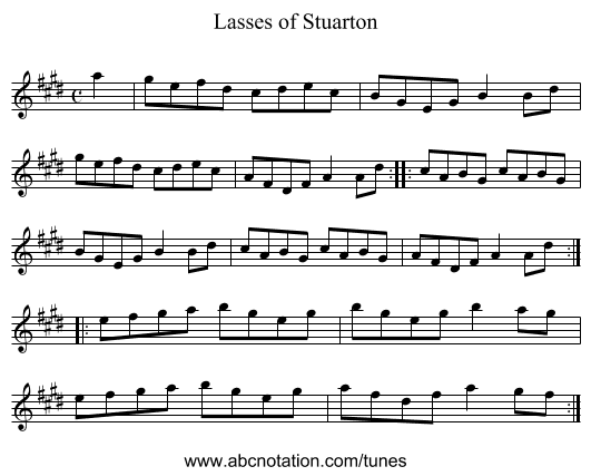 Lasses of Stuarton - staff notation