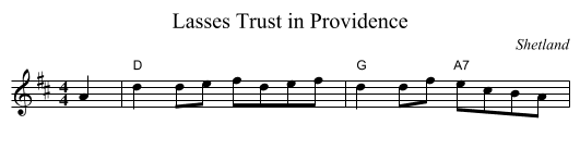 Lasses Trust in Providence - staff notation