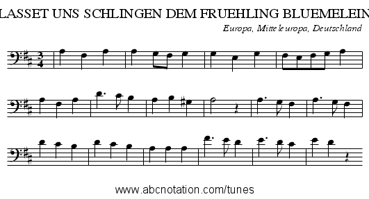 LASSET UNS SCHLINGEN DEM FRUEHLING BLUEMELEIN - staff notation