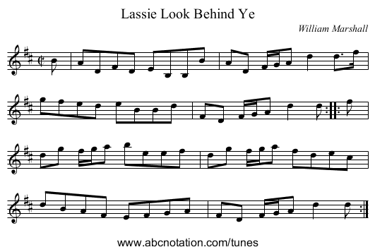 Lassie Look Behind Ye - staff notation