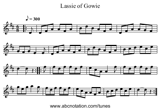 Lassie of Gowie - staff notation