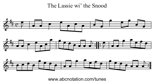 Lassie wi’ the Snood, The - staff notation