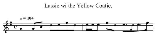 Lassie wi the Yellow Coatie. - staff notation