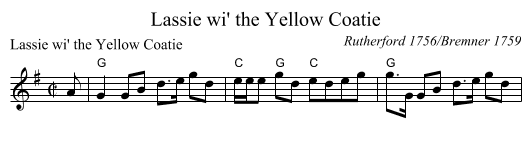 Lassie wi' the Yellow Coatie - staff notation
