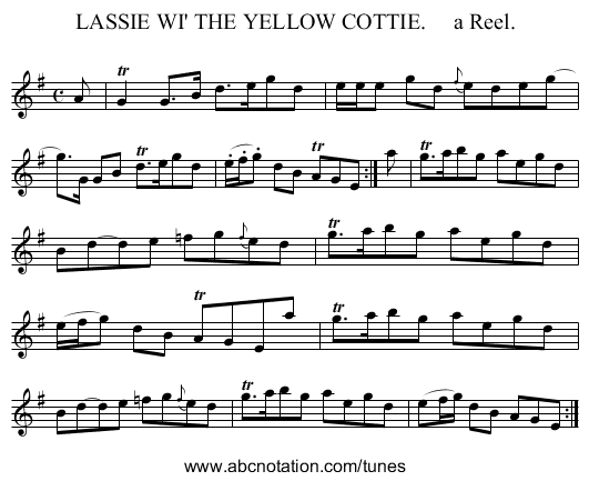 LASSIE WI' THE YELLOW COTTIE.     a Reel. - staff notation