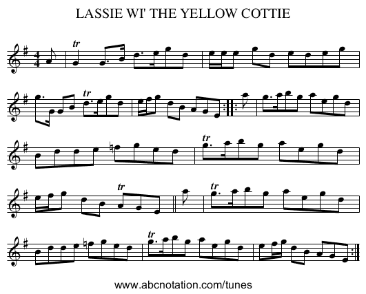 LASSIE WI' THE YELLOW COTTIE - staff notation