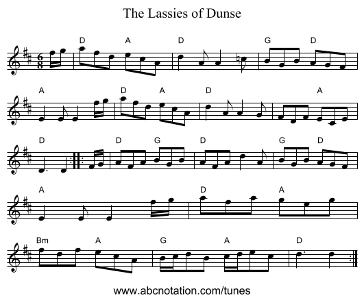 Lassies of Dunse, The - staff notation