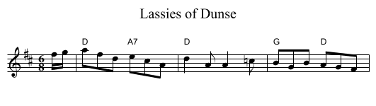 Lassies of Dunse - staff notation