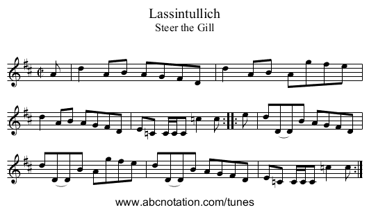 Lassintullich - staff notation