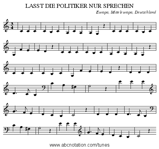LASST DIE POLITIKER NUR SPRECHEN - staff notation