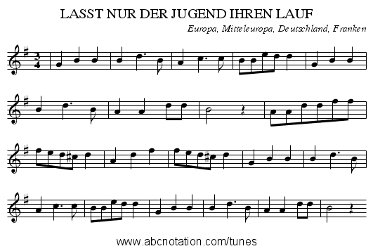 LASST NUR DER JUGEND IHREN LAUF - staff notation