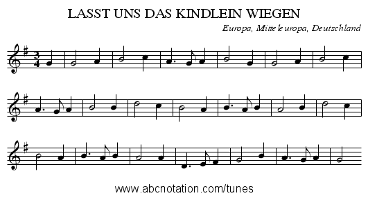 LASST UNS DAS KINDLEIN WIEGEN - staff notation