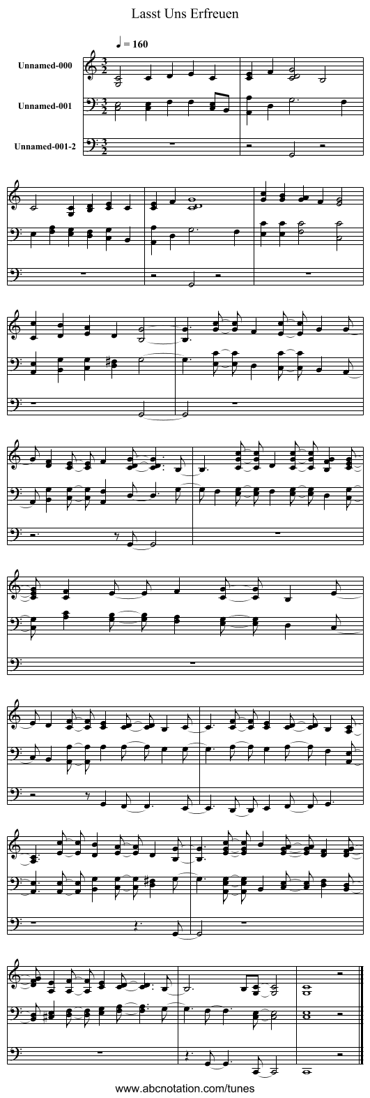 Lasst Uns Erfreuen - staff notation