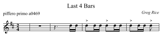 Last 4 Bars - staff notation