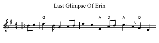 Last Glimpse Of Erin - staff notation
