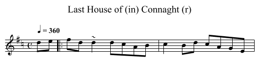 Last House of (in) Connaght (r) - staff notation