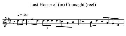 Last House of (in) Connaght (reel) - staff notation