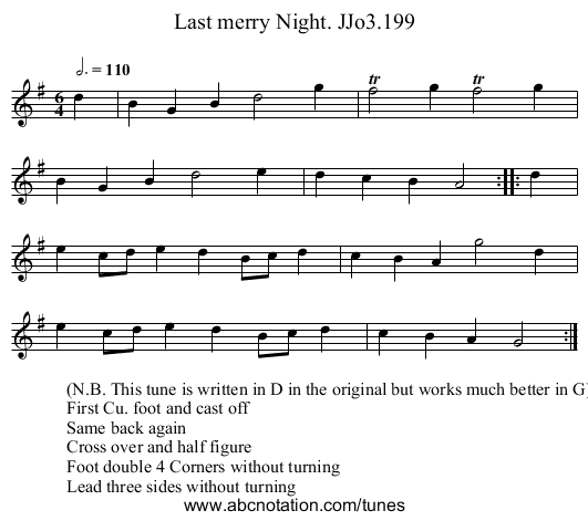 Last merry Night. JJo3.199 - staff notation