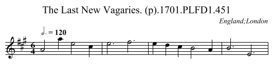 Last New Vagaries. (p).1701.PLFD1.451, The - staff notation