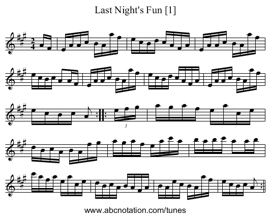 Last Night's Fun [1] - staff notation