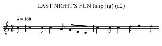 LAST NIGHT'S FUN (slip jig) (a2) - staff notation