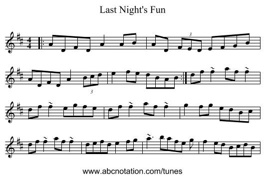 Last Night's Fun - staff notation