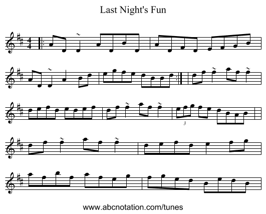 Last Night's Fun - staff notation