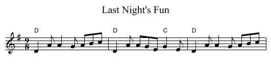 Last Night's Fun - staff notation