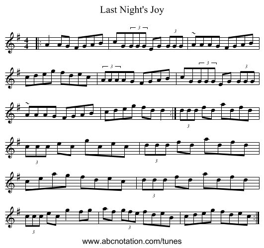 Last Night's Joy - staff notation