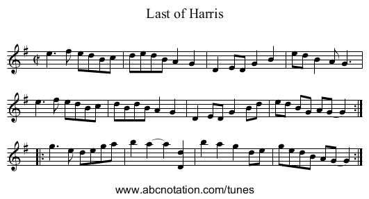 Last of Harris - staff notation